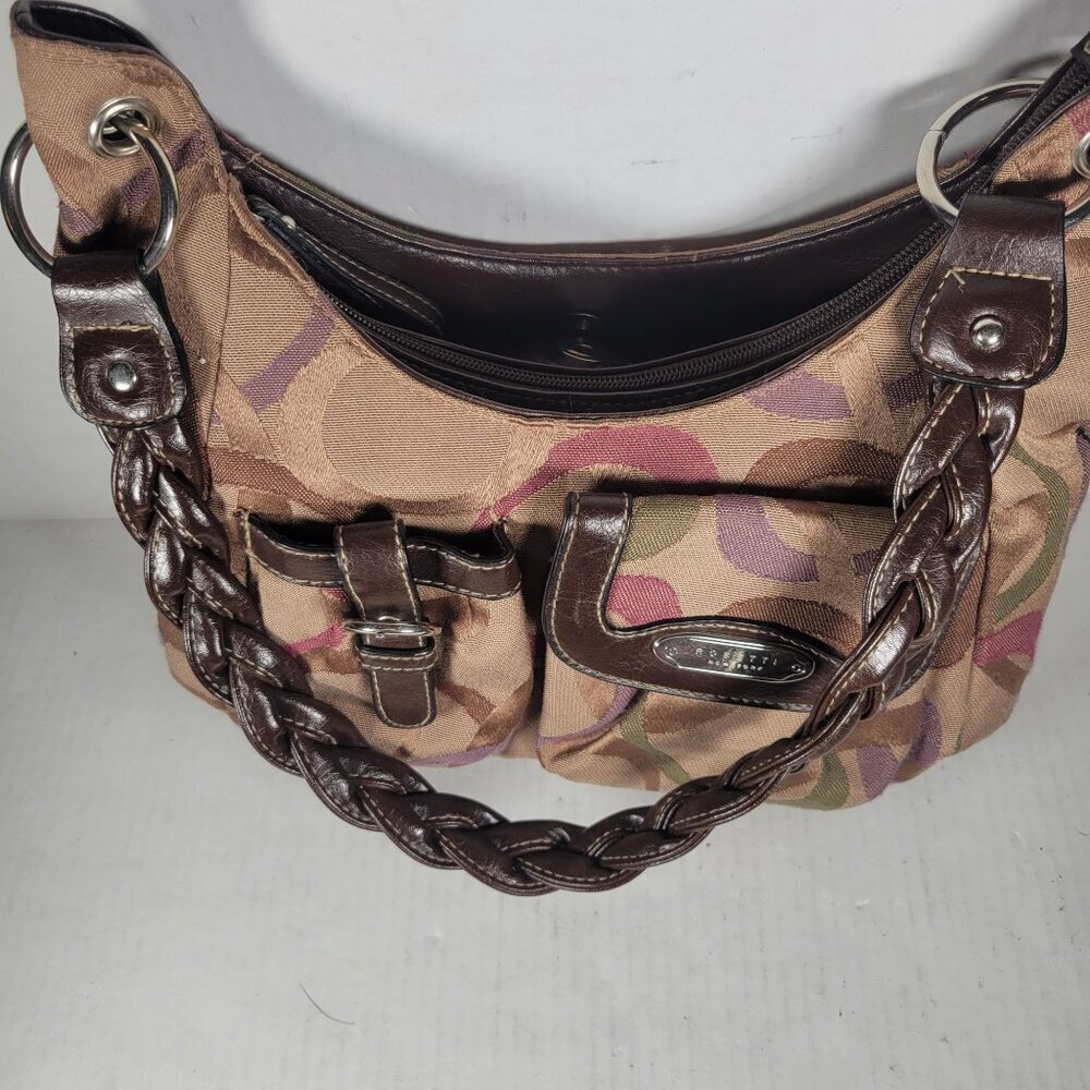 Rosetti Classic Everyday Workwear Braided Strap Multi-Color Fabric Hobo Bag - Picture 2 of 12